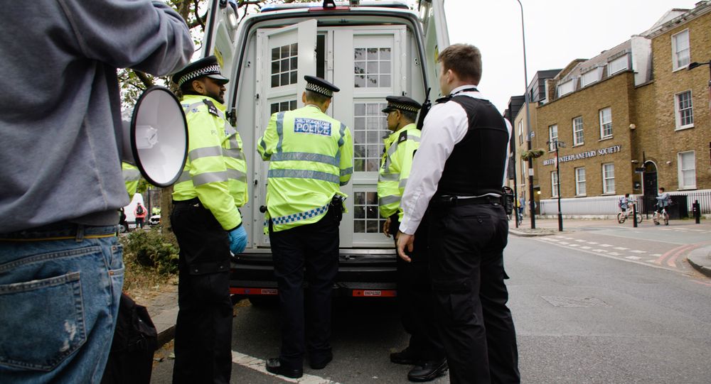 In the police van